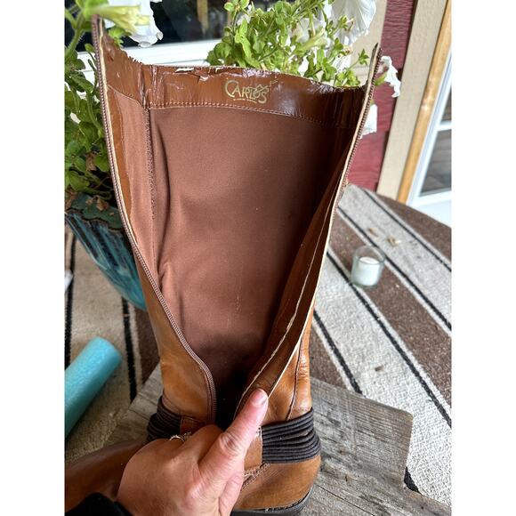 Santana Wellington Mustang Leather Mid Calf Boots Womens SZ 6 Harness Western - Picture 10 of 15